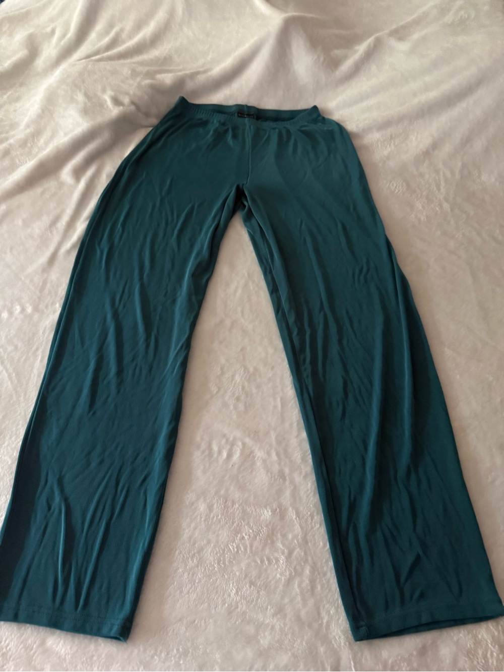 Citiknits Teal Green Slinky Wide Leg Pants L